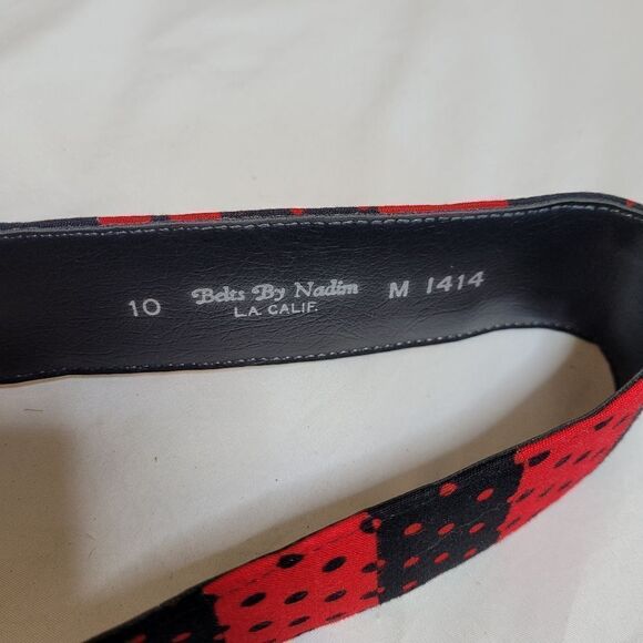 VINTAGE 80s red‎ and black polka dot long sleeve modest midi dress M - Picture 3 of 10